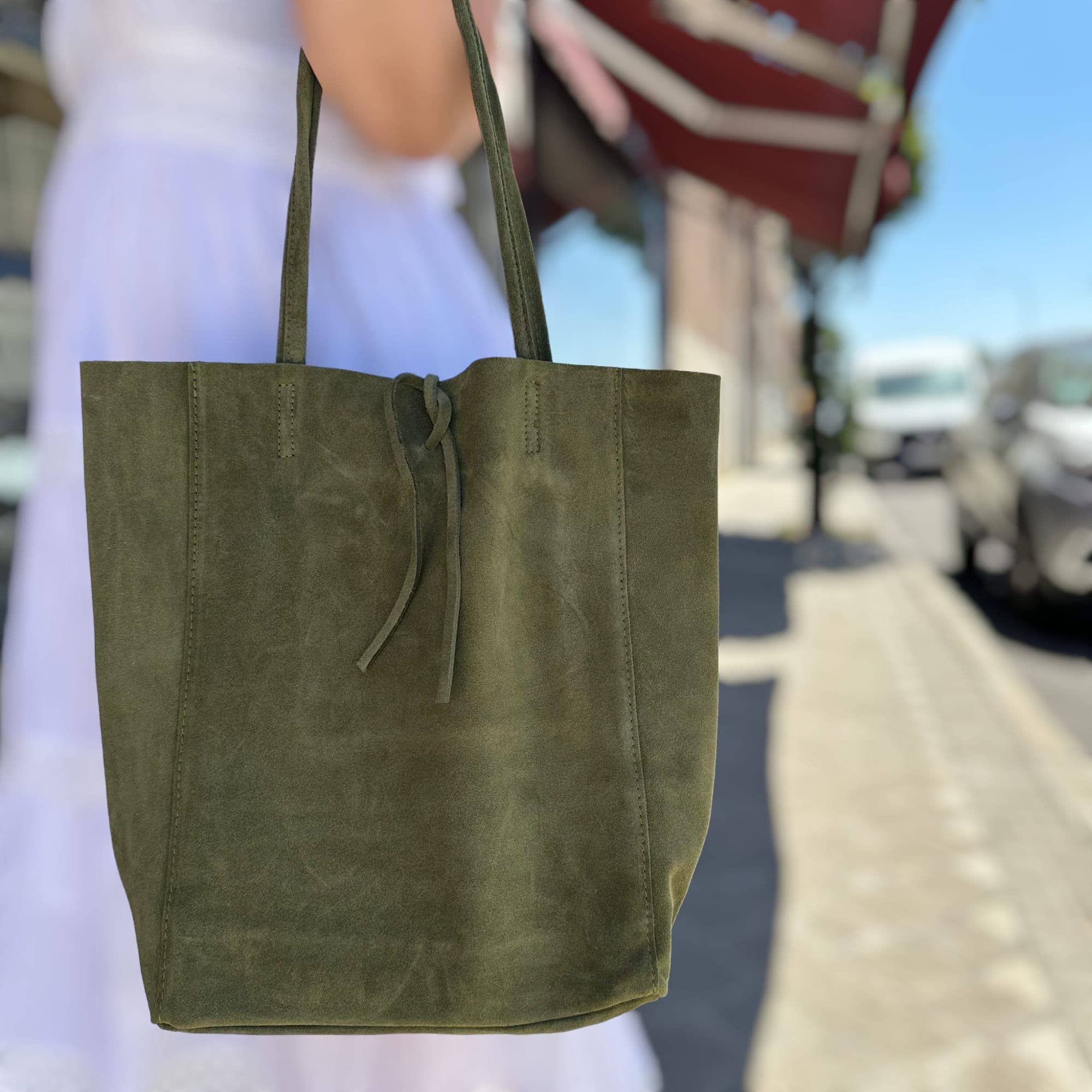 Wildleder Tasche in olive